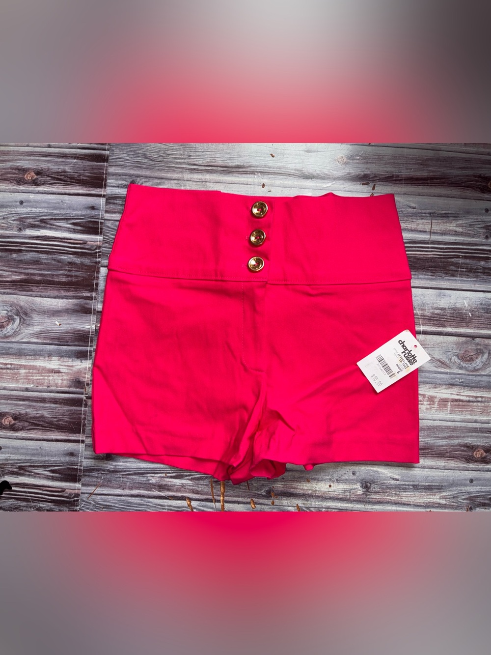 Charlotte Russe Hot Pink High-Waist Button-Front Shorts
